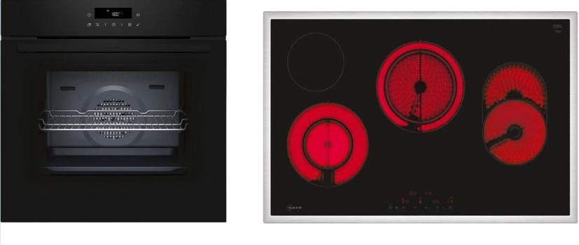 ARDEBO.de Neff BTX48PB0 N30/N70 A+ Backofen-Set (B2CCJ7AK3 + T18SDH9L0) mit Elektrokochfeld, 60 cm breit, 71 L, Pyrolyse, TouchControl, Edelstahl/Schwarz