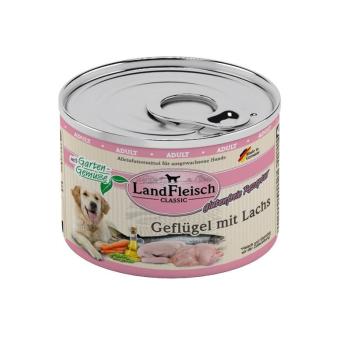 ARDEBO.de Landfleisch Dog Classic Geflügel mit Lachs & Gartengemüse 195g