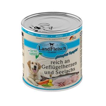 ARDEBO.de Landfleisch Dog Classic Geflügelherzen & Seelachs mit Gartengemüse 800g