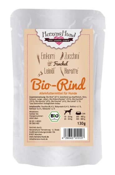 Herzenshund Bio Rind mit Bio Gemüse 130g (Menge: 18 je Bestelleinheit)