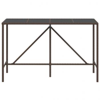 Bartisch mit Glasplatte Braun 180x70x110 cm Poly Rattan