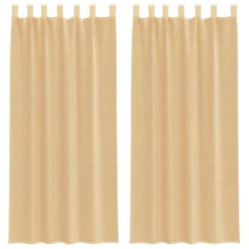 Voile Vorhänge mit Schlaufen 2 Stk. Sandfarbe 140x225 cm