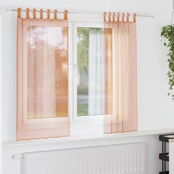 ARDEBO.de - Voile Vorhänge mit Schlaufen 2 Stk. Terrakottarot 140x175 cm