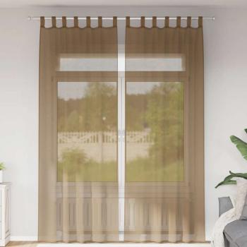 ARDEBO.de - Voile Vorhänge mit Schlaufen 2 Stk. Hellbraun 140x260 cm
