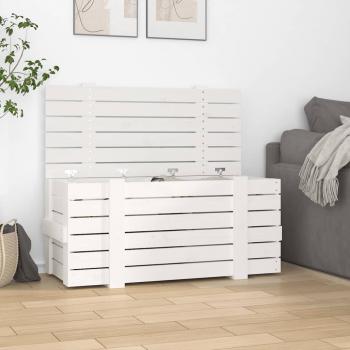 ARDEBO.de - Truhe Weiß 91x40,5x42 cm Massivholz Kiefer