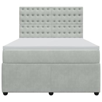 Boxspringbett mit Matratze Hellgrau 140x190 cm Samt