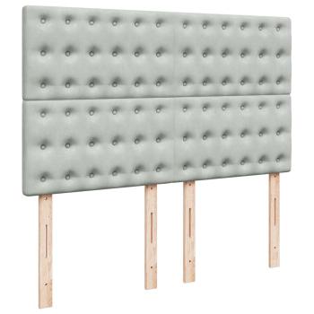 Boxspringbett mit Matratze Hellgrau 140x190 cm Samt
