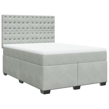 Boxspringbett mit Matratze Hellgrau 140x190 cm Samt