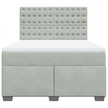 Boxspringbett mit Matratze Hellgrau 140x190 cm Samt