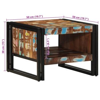 Couchtisch Mehrfarbig 50x50x38 cm Altholz Massivholz