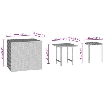 ARDEBO.de - Beistelltische 3 Stk. Schwarz Poly Rattan