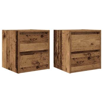 Wand-Nachttische 2 Stk. Altholz-Optik 38x34x40 cm