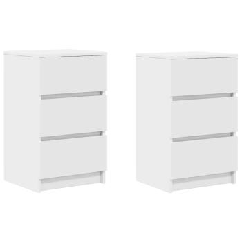 Nachttische mit 3 Schubladen 2 Stk. Weiß 39x35x65 cm