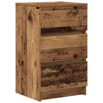 Nachttische mit 3 Schubladen 2 Stk. Altholz-Optik 39x35x65 cm
