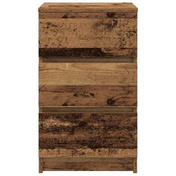 Nachttische mit 3 Schubladen 2 Stk. Altholz-Optik 39x35x65 cm