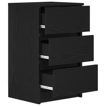 Nachttische mit 3 Schubladen 2 Stk. Schwarz 39x35x65 cm