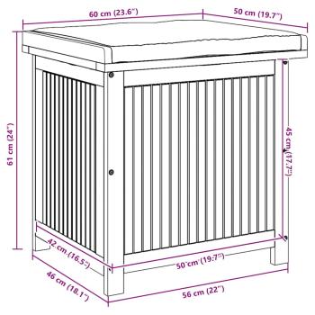 Outdoor-Kissenbox 60x50x61 cm Massivholz Akazie