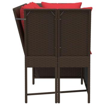 Gartensofa mit Kissen Braun Poly Rattan