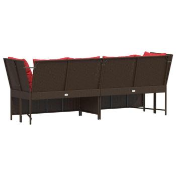 Gartensofa mit Kissen Braun Poly Rattan