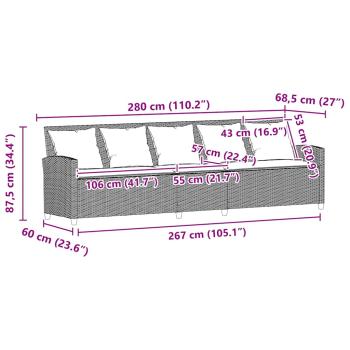 Gartensofa 5-Sitzer mit Kissen Beige Poly Rattan