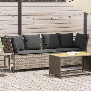 ARDEBO.de - Gartensofa mit Kissen Hellgrau Poly Rattan