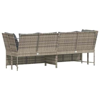Gartensofa mit Kissen Hellgrau Poly Rattan