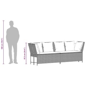 Gartensofa mit Kissen Hellgrau Poly Rattan