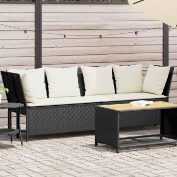 ARDEBO.de - Gartensofa mit Kissen Schwarz Poly Rattan