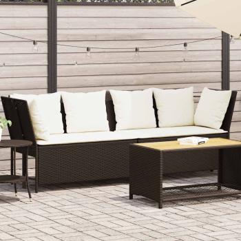 ARDEBO.de - Gartensofa mit Kissen Braun Poly Rattan