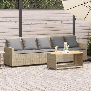 ARDEBO.de - Gartensofa 5-Sitzer mit Kissen Beige Poly Rattan