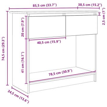Konsolentisch mit Schubladen Grau Sonoma 85,5x38,5x74,5 cm