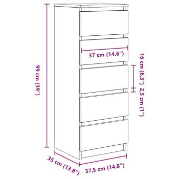 ARDEBO.de - Sideboard mit Schubladen Artisan-Eiche 37,5x35x99 cm