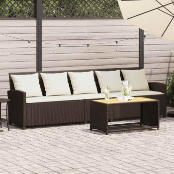 ARDEBO.de - Gartensofa 5-Sitzer mit Kissen Braun Poly Rattan