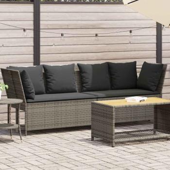ARDEBO.de - Gartensofa mit Kissen Grau Poly Rattan