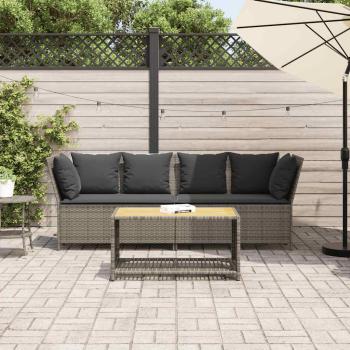 Gartensofa mit Kissen Grau Poly Rattan