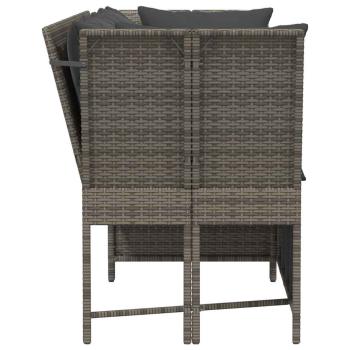 Gartensofa mit Kissen Grau Poly Rattan