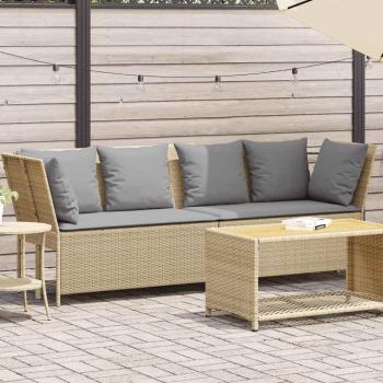 ARDEBO.de - Gartensofa mit Kissen Beige Poly Rattan