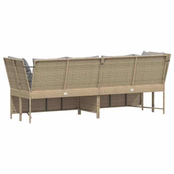 Gartensofa mit Kissen Beige Poly Rattan