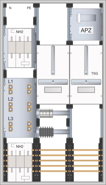 Hager FP93W7N Wandler- und Messschr, Univ.N, 1400x800x205mm, NAR NH2-SU, AAR NH2-SU, APZ, Prüf-22pol