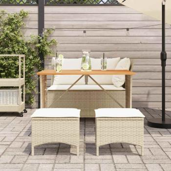4-tlg. Garten-Essgruppe mit Kissen Beige Poly Rattan
