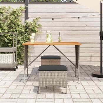 3-tlg. Garten-Essgruppe mit Kissen Grau Poly Rattan