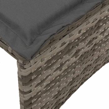 3-tlg. Garten-Essgruppe mit Kissen Grau Poly Rattan