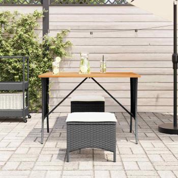 3-tlg. Garten-Essgruppe mit Kissen Schwarz Poly Rattan