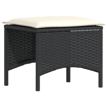 3-tlg. Garten-Essgruppe mit Kissen Schwarz Poly Rattan