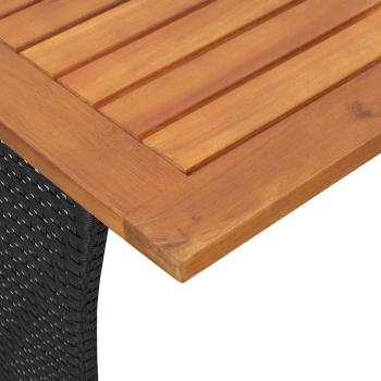 3-tlg. Garten-Essgruppe mit Kissen Schwarz Poly Rattan