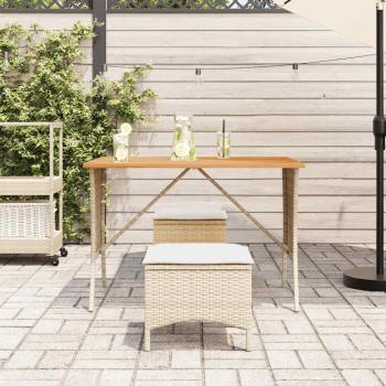 Gartentisch mit Akazienholzplatte Beige 105x75x72cm Poly Rattan