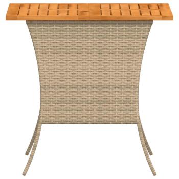 Gartentisch mit Akazienholzplatte Beige 105x75x72cm Poly Rattan