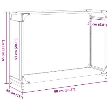 Brennholzregal Schwarz 90x28x65 cm Kaltgewalzter Stahl