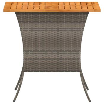 Gartentisch mit Akazienholzplatte Grau 105x75x72cm Poly Rattan