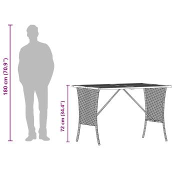 Gartentisch mit Akazienholzplatte Grau 105x75x72cm Poly Rattan